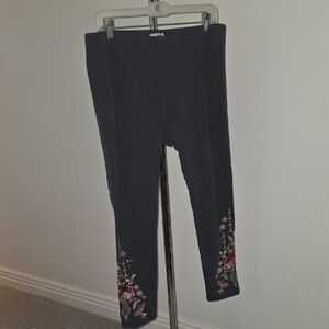 JW Los Angeles Johnny Was Gray Leggings with Floral Design